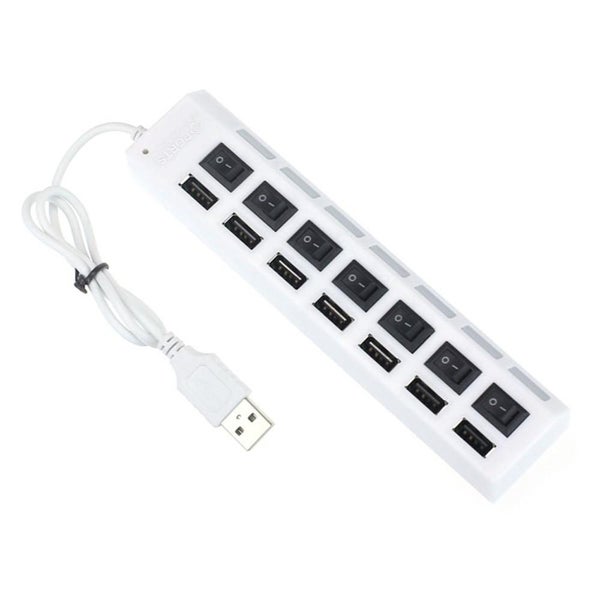 USB 2.0 Adapter Hub Power on/off Switch For PC Laptop - WHITE Carousel 1