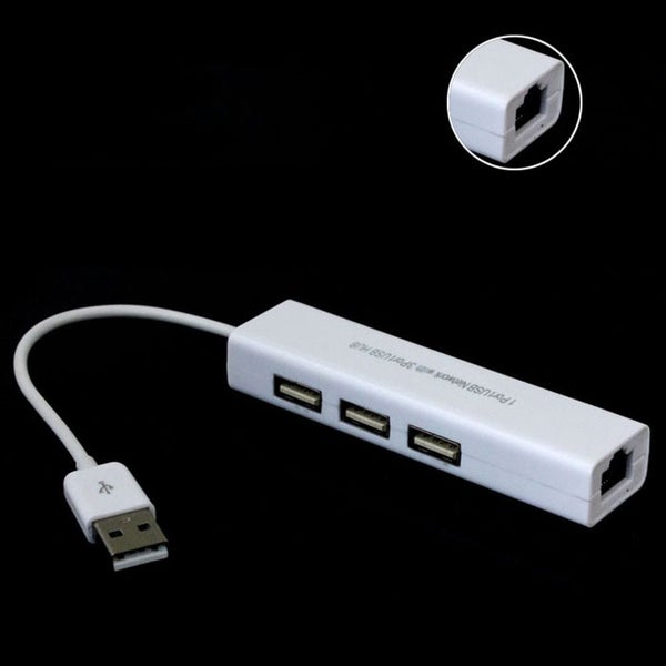 USB to RJ45 Ethernet Network Adapter Card With 3 Ports USB Ports Hub Carousel 2