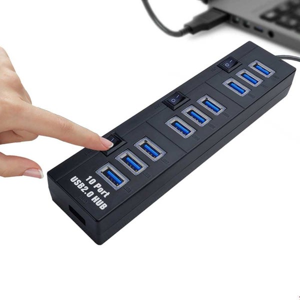 SB2.0 Hub with on/off Switch For PC Laptop - BLACK Carousel 2