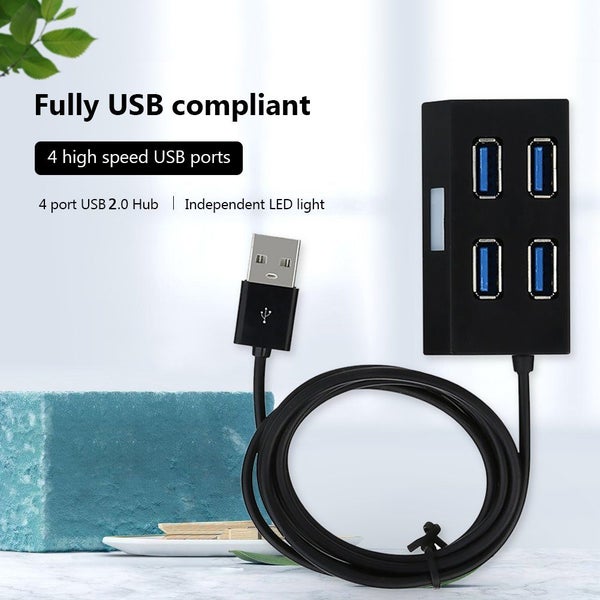 USB 2.0 HUB Adapter External Converter for Laptop Desktop - BLACK Carousel 4