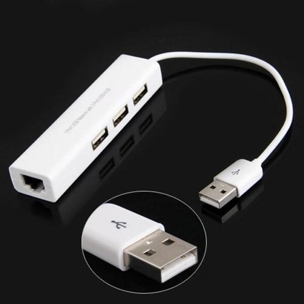 USB to RJ45 Lan Card Ethernet Network Adapter Cable+3 Port Hub for Win 8 7 XP Carousel 5