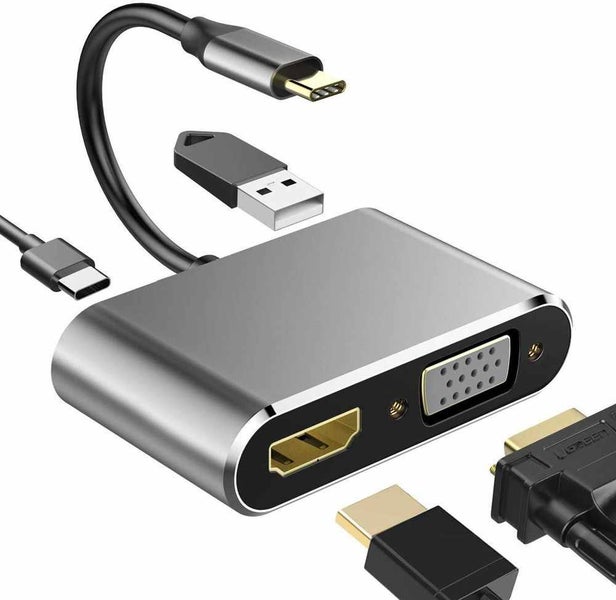 USB-C to VGA Audio Adaptor Converters For Macbook/2020 ipad Pro/XPS 13 - GRAY Carousel 2