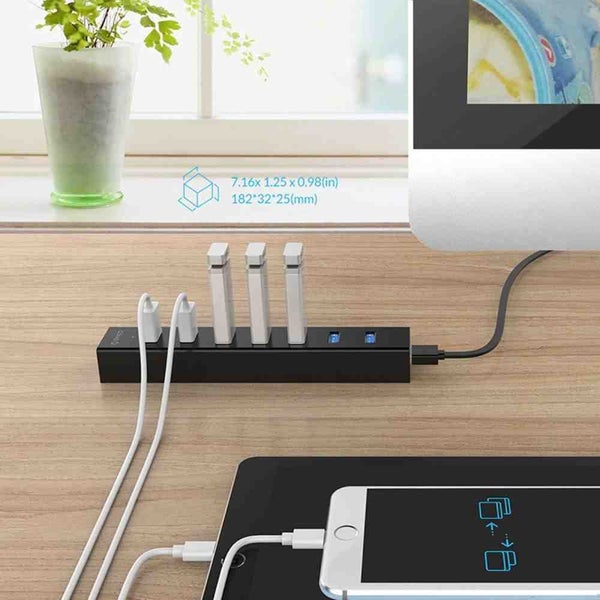 H7013-U3 Super Speed ABS USB 3.0 7 Ports HUB-Black Carousel 5