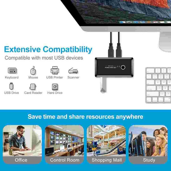 USB 2.0 Peripheral Sharing Switch Selector 2 PCs Sharing 4 USB Devices Carousel 2