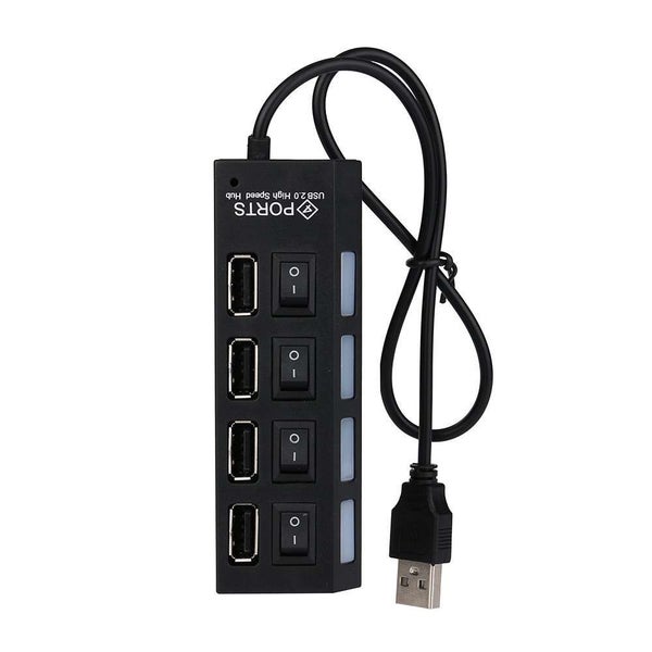 USB 2.0 Hub On/Off Switches + DC Power Adapter Cable for PC Laptop - B - 2PCS Carousel 2