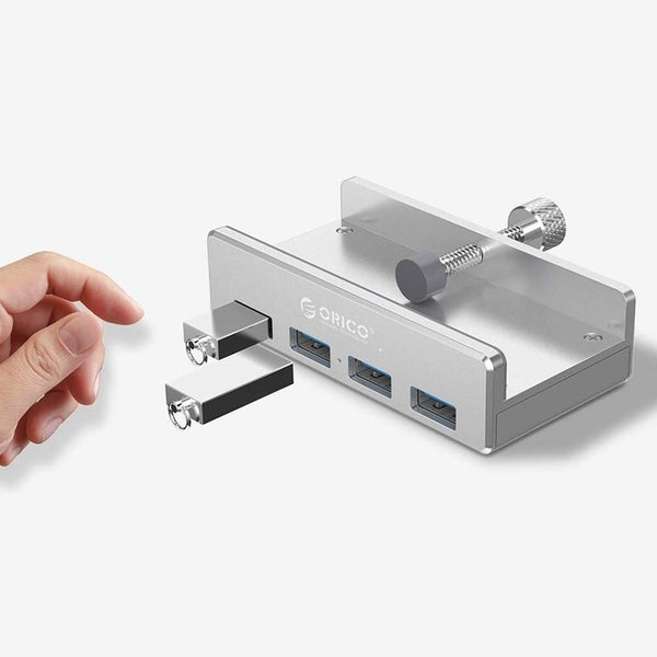 Aluminum 4 Ports USB 3.0 Clip-type HUB For Desktop Laptop Clip Range 10-32mm Carousel 2