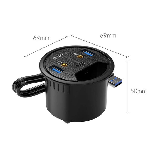 USB 3.0 HUB Type-A/Type-C Audio Desk Mount Adapter - BLACK Carousel 5