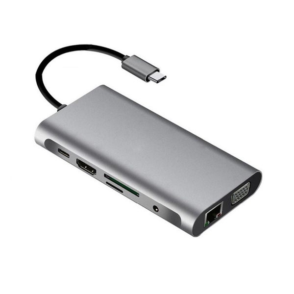 Usb 3.0 4K VGA 10 In 1 Converter For Macbook Pro Computer Peripherals - GRAY Carousel 1