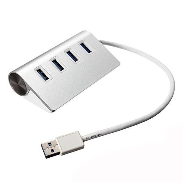 4 Ports USB 3.0 With Cable Connection ABS Plug And Play High Speed HUB - SILVER Carousel 1