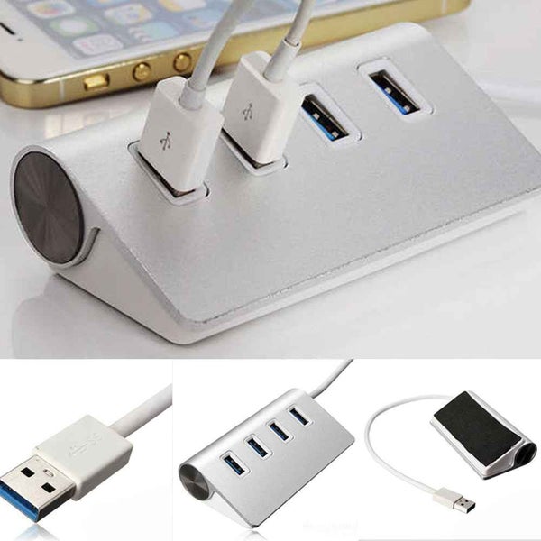 4 Ports USB 3.0 With Cable Connection ABS Plug And Play High Speed HUB - SILVER Carousel 2