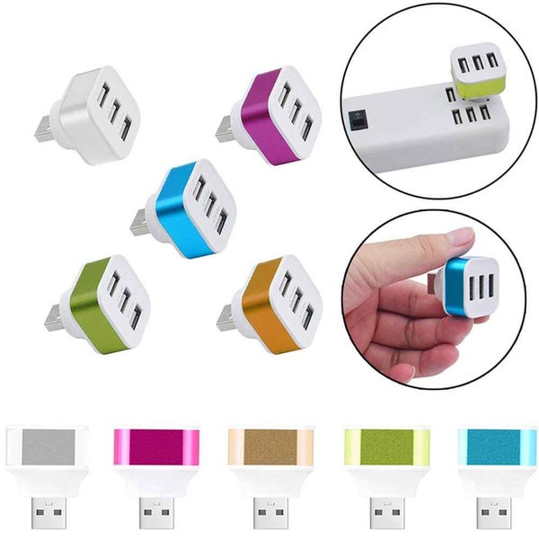 3 Ports Aluminium Alloy+ABS Phone Splitter Adapters Rotatable Plug - 4PCS Carousel 4