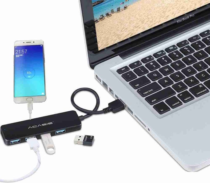 USB 2.0 External Splitter with Micro Port Charging for iMac Laptop Computer - 1 Carousel 5