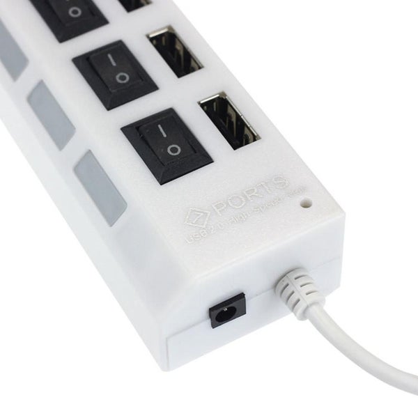 USB 2.0 Adapter Hub Power on/off Switch For PC Laptop - WHITE Carousel 2