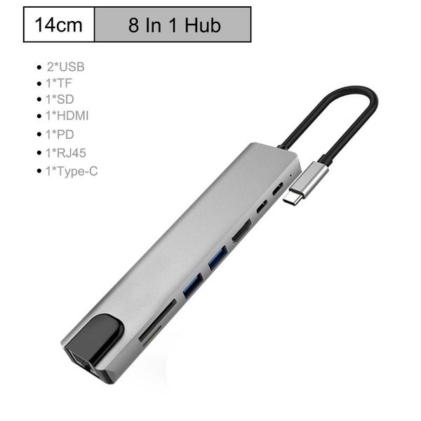 Hub 8-In-1 Type C Aluminum Alloy Reader PD for MacBook Pro to I RJ45 HDMI Carousel 5