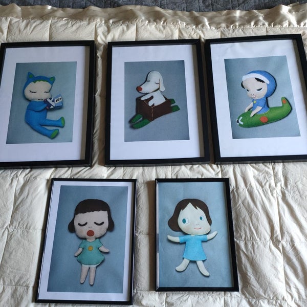 5x Kids bedroom framed prints of Japan felt crafts Carousel 1