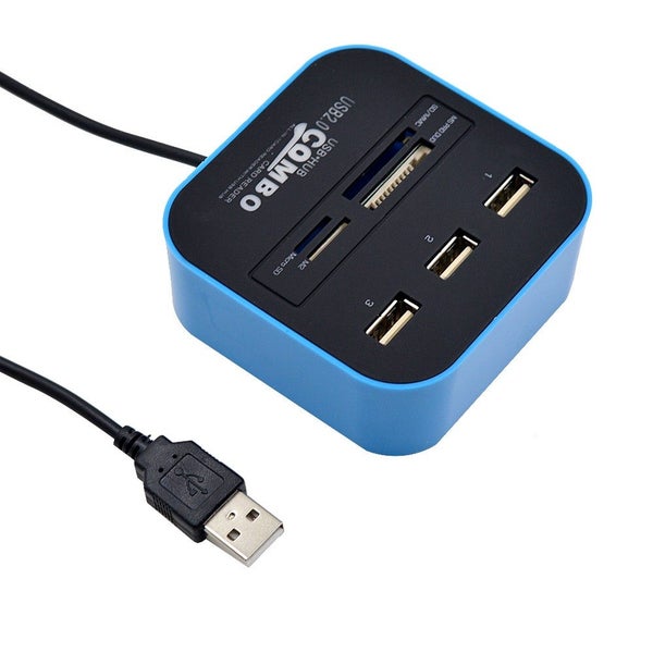 USB Splitter Combo Support Micro TF SD M2 MS SDHC MMC Card for PC Laptop - BLUE Carousel 5