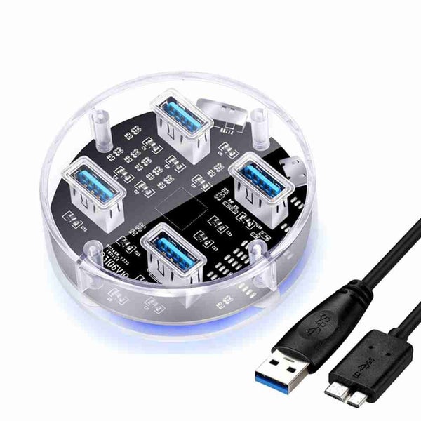 With Power Adapter Multi USB Hub High Speed 5Gbps Type A 3 Hub for PC Carousel 1