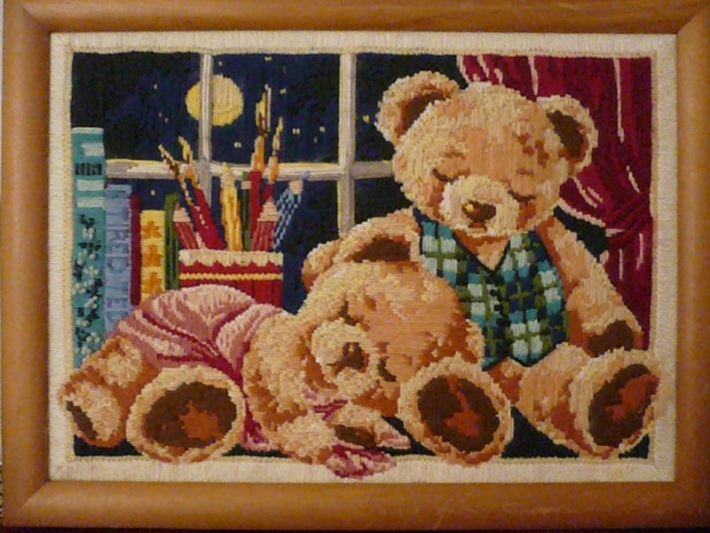 Teddy Bear Play Room Scene For Nursery Or Kids Zone Completed Long-Stitch Carousel 1