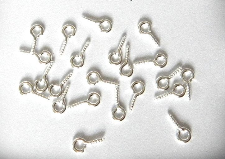 25 HANDY SMALL SILVER SCREW EYES - 8 mm Carousel 1