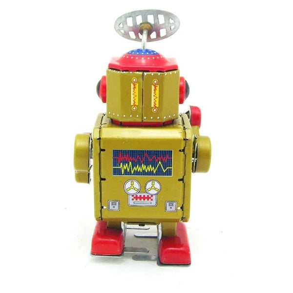 Playing Robot Reminiscence Children Kids Tin Toys With Key - GOLD Carousel 2