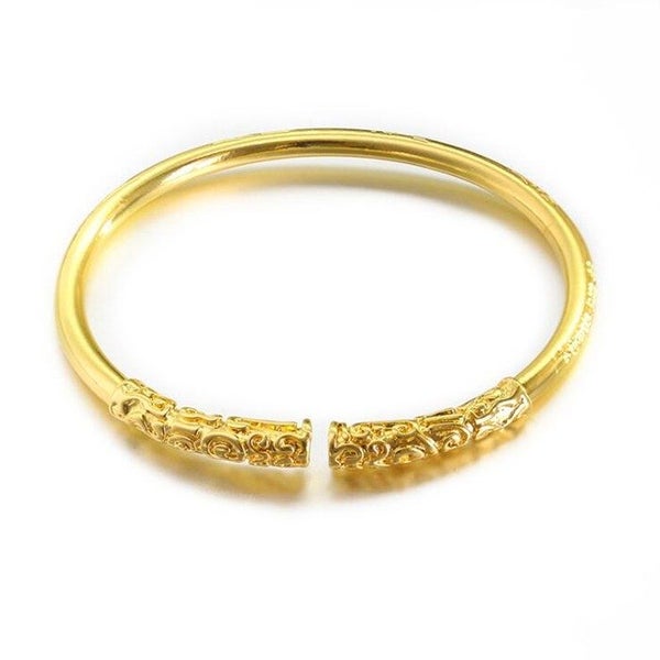 2 Pcs Unisex Retro Golden Cudgel Bangle Bracelet for Men Women - 1 Carousel 1