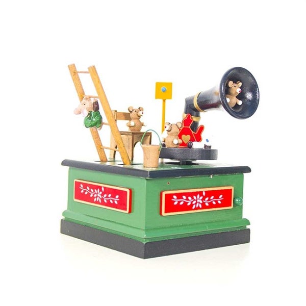 Christmas Wooden Painted Music Box Radio Shape Music Box Decoration(Green) Carousel 2