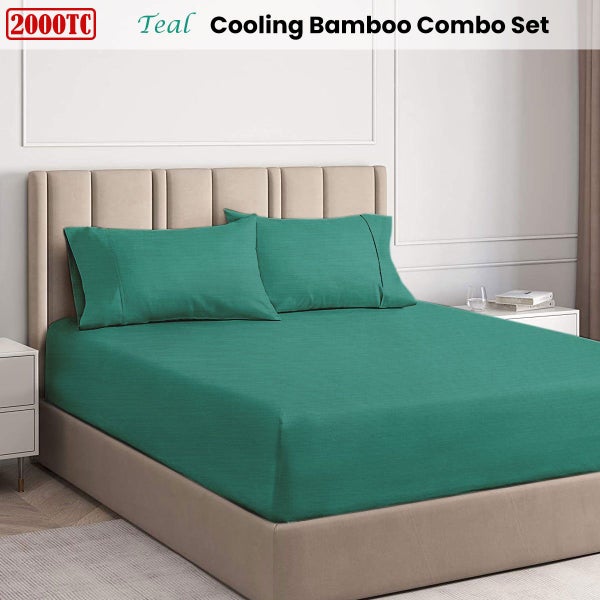 Ramesses Teal 2000TC Cooling Bamboo Combo Set Carousel 2