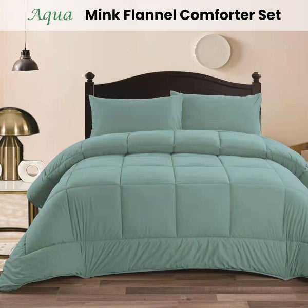 Ramesses Aqua 3- Piece Mink Flannel Comforter Set Carousel 2