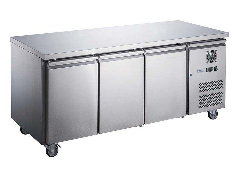 339L Stainless Steel 3 Door Commercial Bench Fridge Carousel 1