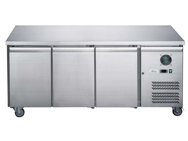339L Stainless Steel 3 Door Commercial Bench Fridge Carousel 3