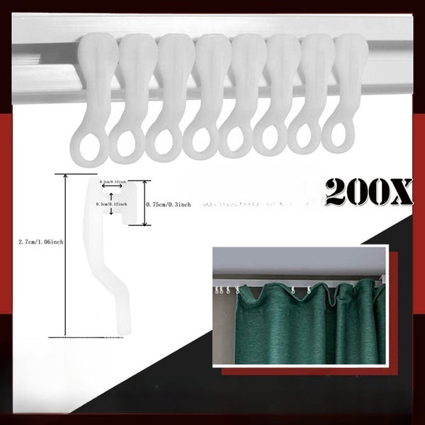 200PCS Curtain Track Gliders Extendable Universal Slider Runners Rail Hooks Carousel 1