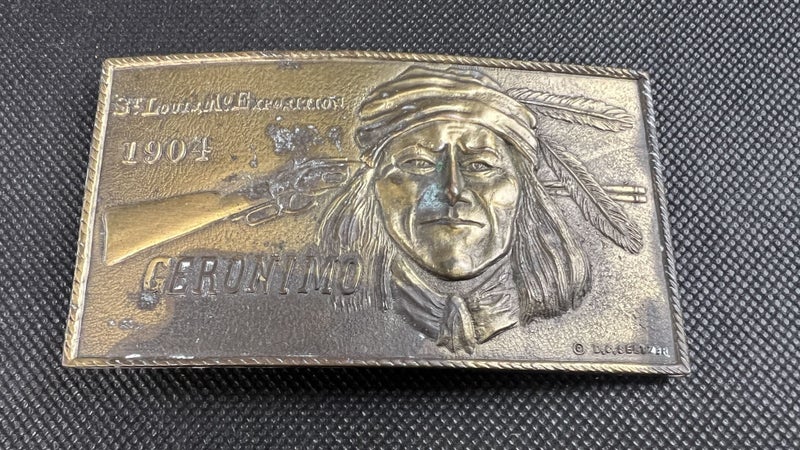 1904 St. Louis Exposition "Geronimo" Repro Belt Buckle - Lot Y888 Carousel 1
