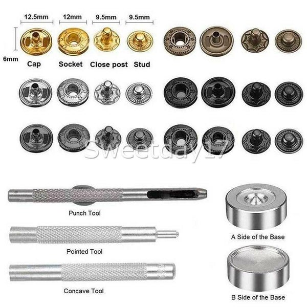 485pcs/Set Metal Snap Fasteners Kit Press Studs Buttons Tool Craft for Leather Carousel 2