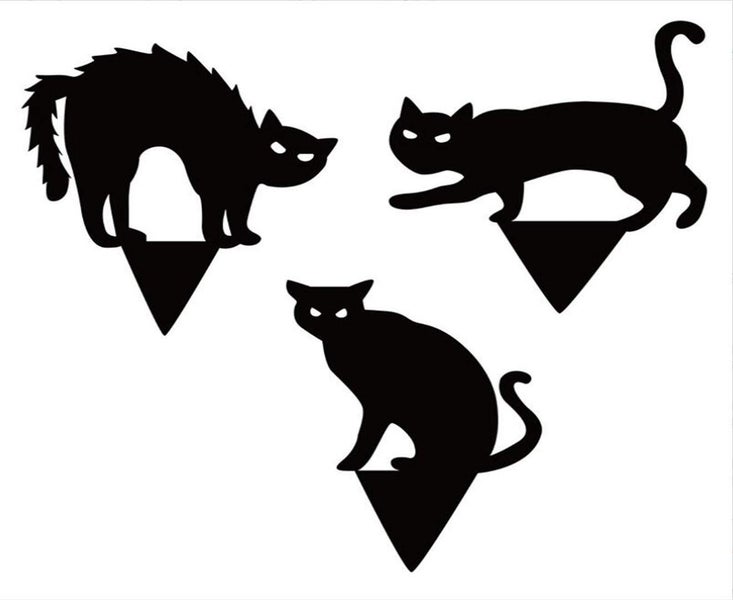3X Halloween Decorations Black Cat Silhouette Yard Sign Yard Decoration Props Carousel 1