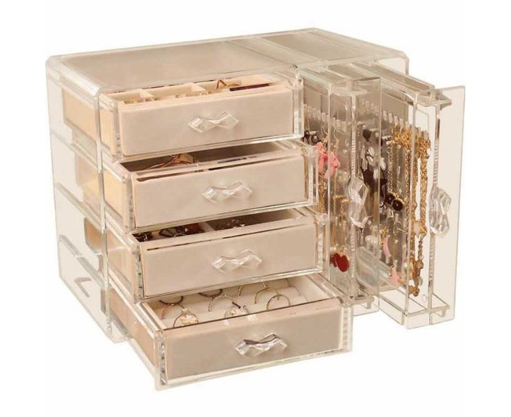 Jewelry Organizer Case Clear Earring Holder Jewelry Hanging Boxes with 4 Ve Carousel 1