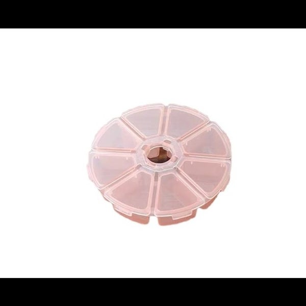 Plastic Transparent Round Craft Jewelry Beads Display Box Organizer Contain Carousel 1