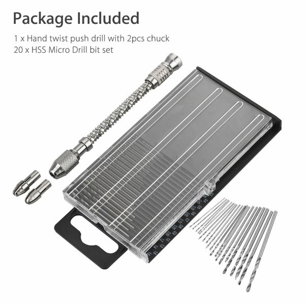 HSS Twist Micro Drill Bits Set with Hand Twist Push Drill Carousel 8