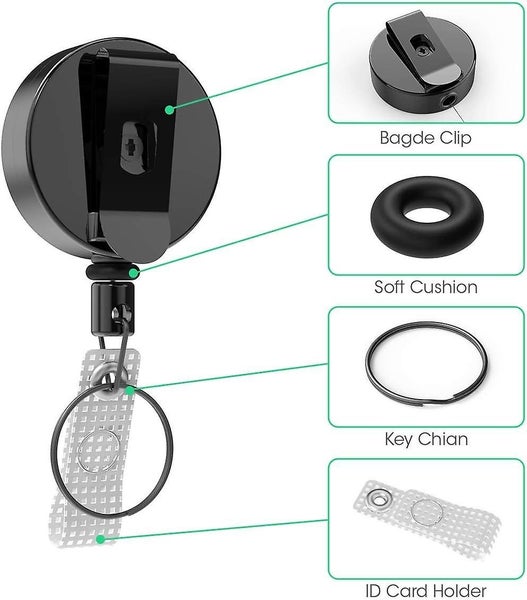 2pcs Retractable Keyring Badge Reel -heavy Duty Key Chain With Thickened Stee Carousel 2