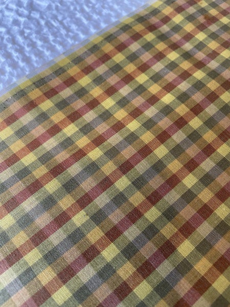 A huge length of unused vintage poly cotton fabric- checks Carousel 1