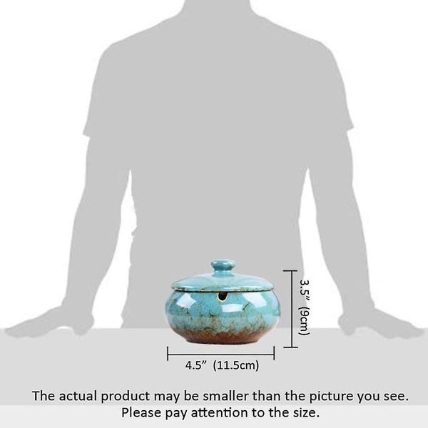 Ashtray, Outdoor Ash Tray For Patio With Lid, Windproof Ashtrays Blue Carousel 5