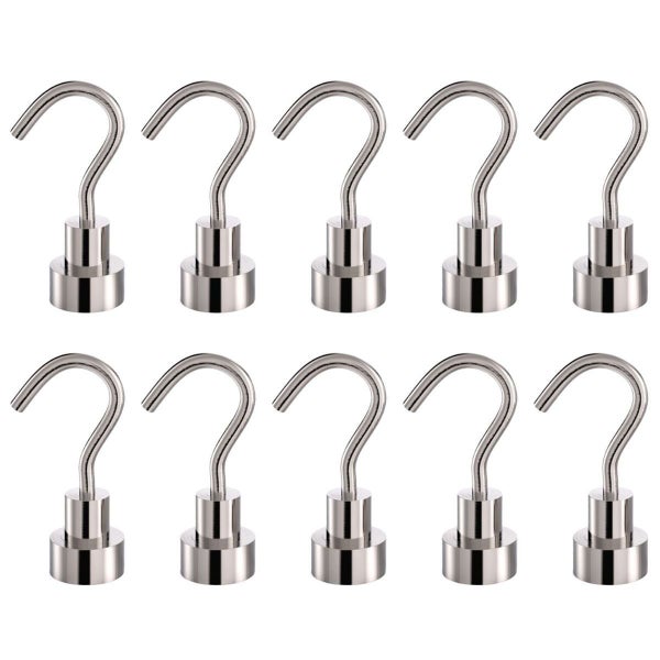 Deago 10 Pack Magnetic Hooks 3.3Lbs Neodymium Strong Magnet Hook for Hanging, Re Carousel 1