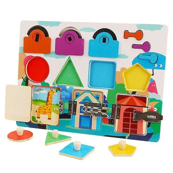 Toy Wooden Toddler Buckle Training Infant Work Board Children Carousel 1