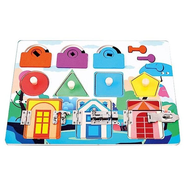 Toy Wooden Toddler Buckle Training Infant Work Board Children Carousel 2