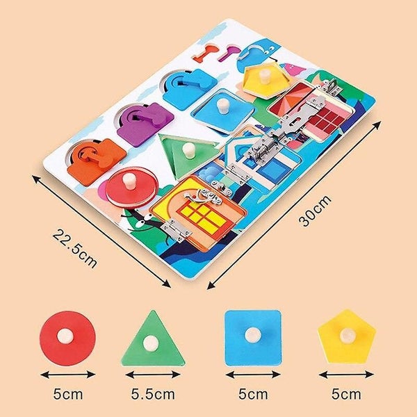 Toy Wooden Toddler Buckle Training Infant Work Board Children Carousel 5