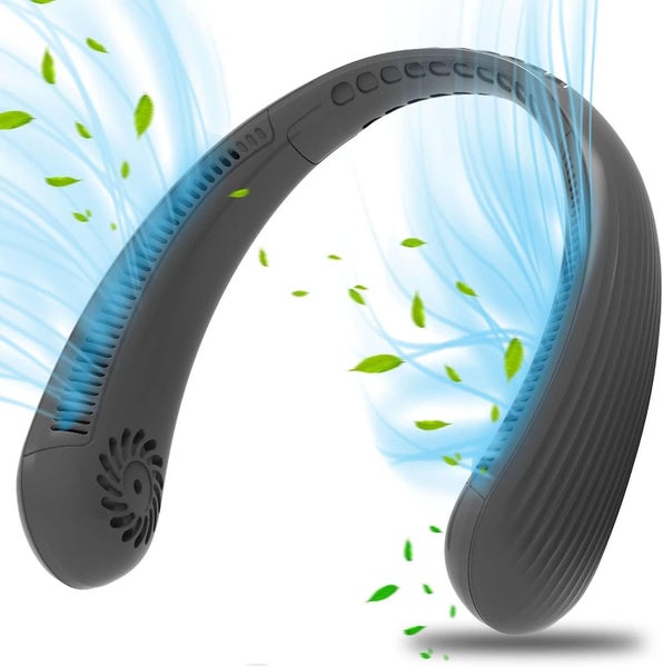 black portable Handheld Neck Fan Usb Fan 2200mah Bladeless Quiet Person Neck Carousel 1
