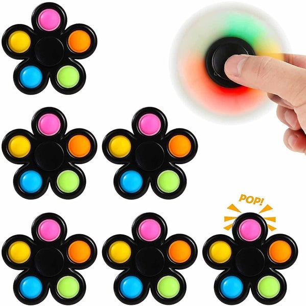 Pop Fidget Spinner Toys 6 Pack, Push Bubble Pop Spinners Fidget Packs, Pop Hand Carousel 1