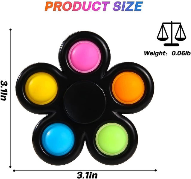 Pop Fidget Spinner Toys 6 Pack, Push Bubble Pop Spinners Fidget Packs, Pop Hand Carousel 2