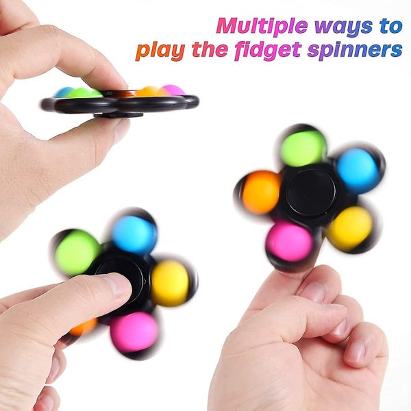 Pop Fidget Spinner Toys 6 Pack, Push Bubble Pop Spinners Fidget Packs, Pop Hand Carousel 4