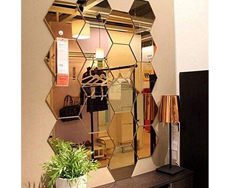 Set of 12 hexagon acrylic wall stickers, plastic mirror for interior, livin Carousel 2