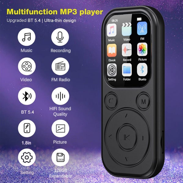 64GB MP3 Player with Bluetooth 5.4 Sport Music Player with Speaker Black Carousel 2